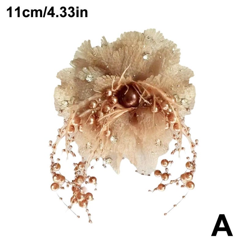 Pure and alluring phoenix feather bud hair clip with feather tassels, a luxurious and sophisticated updo hair clip for Fall/Winter 2024.